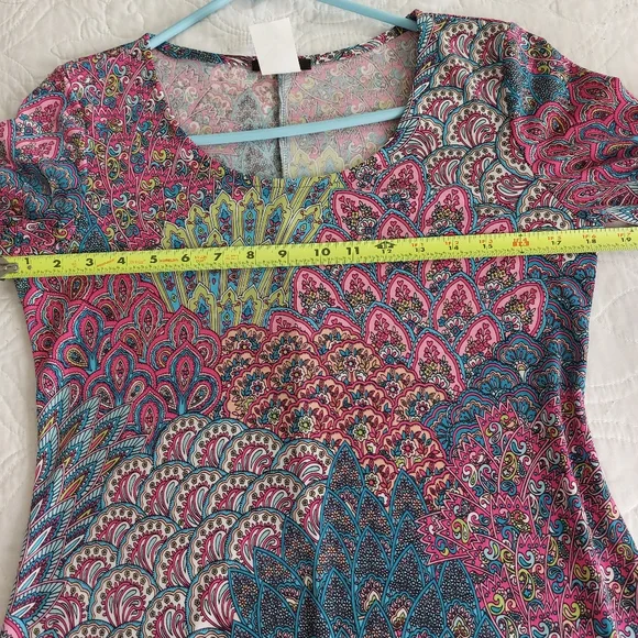 MSK - Geometric Multi-Colored Abstract Mini Dress Bell Sleeves - Picture 5 of 6